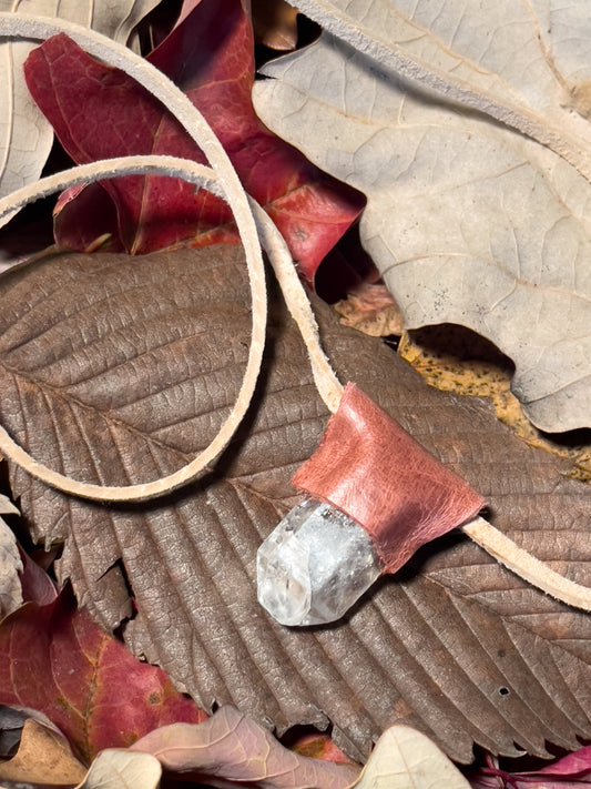 Mauve Small Square Point Crystal Necklace