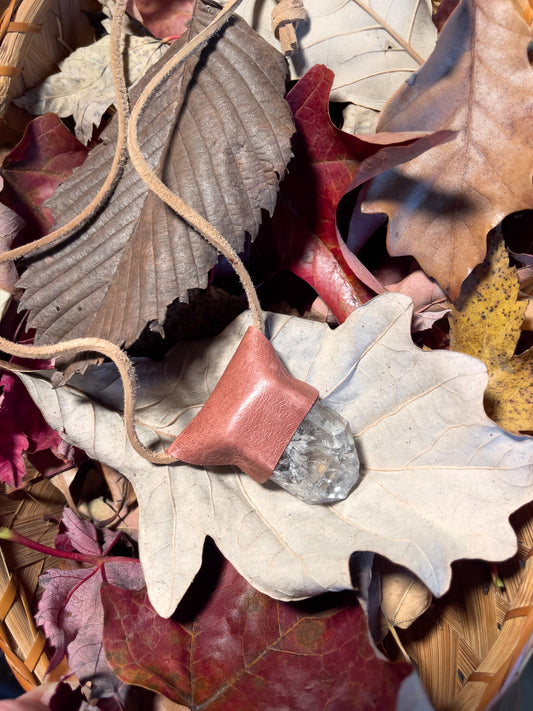 Mauve Square Point Crystal Necklace